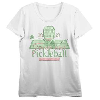 Vintage Team USA Pickleball Distressed Pickleball Court Crew Neck Short Sleeve White Women's T-shirt