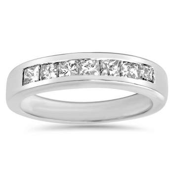 Pompeii3 1ct Princess Cut Diamond Wedding Anniversary Ring 14k White Gold