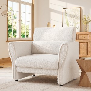 Modern Sofa Couch for Living Room – Upholstered Sofa with High Backrest, Removable Lumbar Pillows, Easy Assembly - 1 of 4