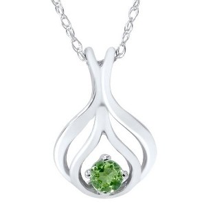 Pompeii3 Solitaire Peridot Pendant 10K White Gold - 1 of 2