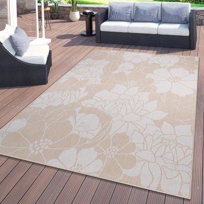 Natural Floral Flat Woven Synthetic Indoor/Outdoor Area Rug 8x10