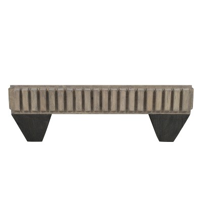 Handcrafted Sandblasted Gray Mango Wood Square Coffee Table with Tapered Legs