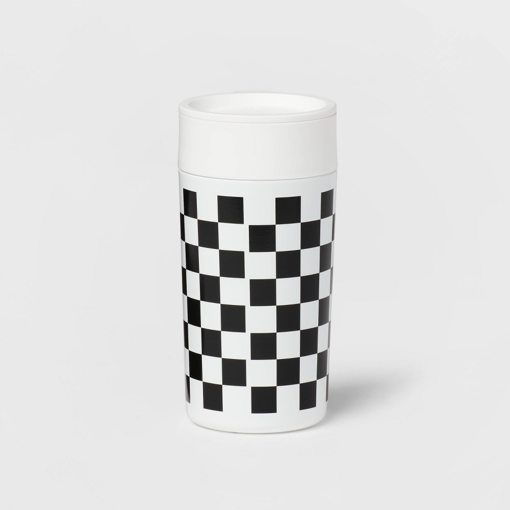 Photos - Glass 12oz Double Wall Coffee Tumbler Checkered - Room Essentials™