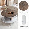 VINGLI 31.5" Dark Walnut White Round Farmhouse Coffee Table, 2-Tier Storage Wood Center Circle Accent Table for Living Room - 3 of 4