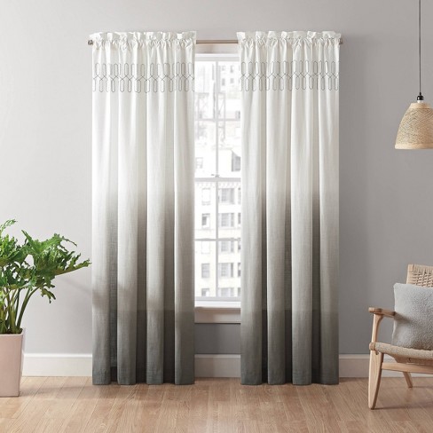 95 X52 Arashi Ombre Embroidery Light Filtering Curtain Panel Gray Vue Target