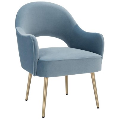 Light Blue Velvet Accent Chair with Gold Legs