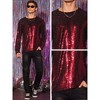 Lars Amadeus Men's Crew Neck Long Sleeves Party Clubwear Sparkly Sequins T-Shirt - 4 of 4