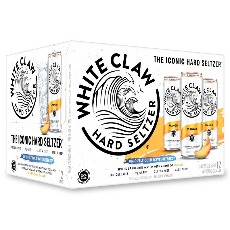 White Claw Mango Hard Seltzer - 12pk/12 fl oz Slim Cans, 1 of 9