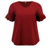 GRACE & GRANDEUR Women's Plus Size Eyelet Embroidered Lace Short Sleeve V Neck Dressy Casual Blouses - 4 of 4