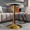 Sapphtopaz Modern Round Dining Table with Tapered Pedestal Base Coffee Table with Faux Marble Finish Kitchen Table for Living Room - 3 of 4