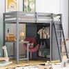 NicBex Twin Size Bunk Bed with Desk Loft Bed Wood Bed Frame with Wardrobe, Inclined Ladder and Guardrail, No Box Spring Required - 2 of 4