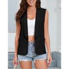 Sleeveless Blazer Vest For Women Open Front Casual Long Cardigan Singal Button Blazer Jacket With Pockets - 4 of 4