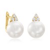 Ross-Simons 8.5-9mm Cultured Pearl and .16 ct. t.w. Diamond Drop Earrings in 14kt Yellow Gold - 3 of 4