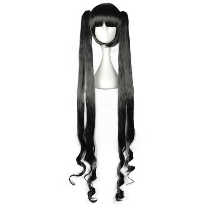 Unique Bargains Women's Curly Wigs 39" Black with Wig Cap