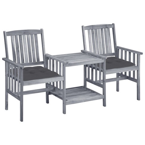 vidaXL Patio Chairs with Tea Table and Cushions Solid Acacia Wood - image 1 of 4