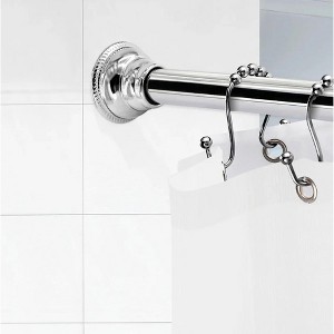 Home Mart Goods Brushed Nickel Regent Metal Shower Curtain Tension Rod Rust Resistant Non-Slip - 42"-72" - 1 of 4