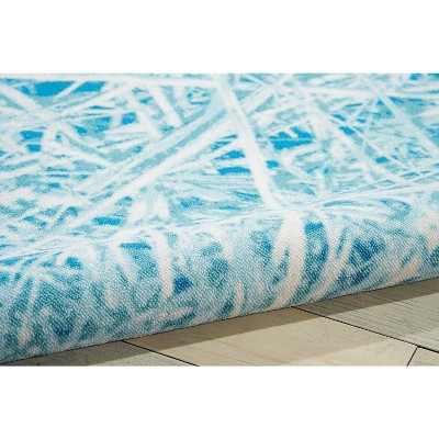 Lush Garden Floral Blue Synthetic 5' x 7' Easy Care Rug