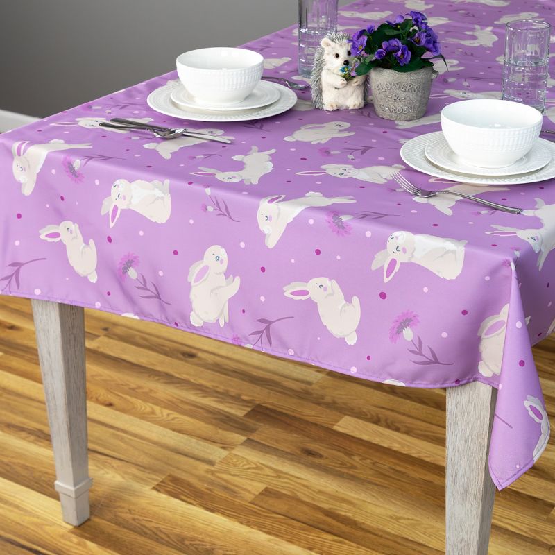 Northlight 70" Purple Easter Bunny Rectangular Tablecloth, 2 of 6