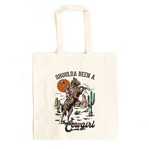 City Creek Prints Shoulda Been A Cowgirl Canvas Tote Bag - 15x16 - Natural - 1 of 2