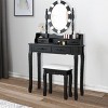 Tangkula Make-Up Vanity Table Dresser Set w/LED Light, Black Brown White - 2 of 4