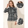 INSPIRE CHIC Women's Bow Tie Neck Keyhole Back Grid Checks Office Work Blouses - 2 of 4