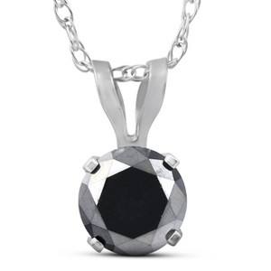 Pompeii3 1/2ct Black Diamond Solitaire Pendant 14K White Gold - 1 of 4