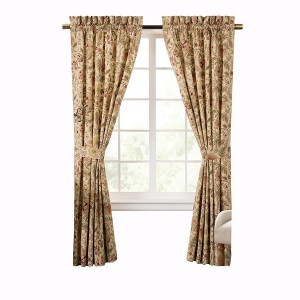 Ellis Curtain Regency 3" Rod Pocket Curtain Panel Pair with Tiebacks Antique - 1 of 4