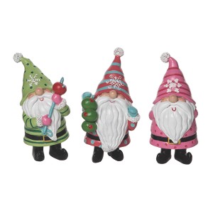 Transpac Resin Bright Gnome Figurine Set of 3 Christmas Home Decorations - 1 of 4