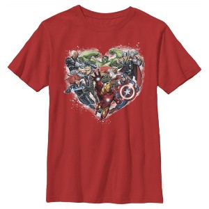 Boy's Marvel Avengers Assemble Heart Collage T-Shirt - 1 of 4