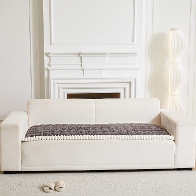 Acoinel Tufted Plush Sofa Cover with Non-Slip Sofa Protector，Dark Gray