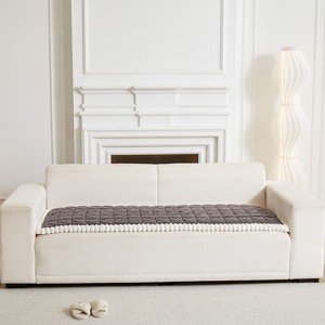 Acoinel Tufted Plush Sofa Cover with Non-Slip Sofa Protector，Dark Gray - 1 of 4