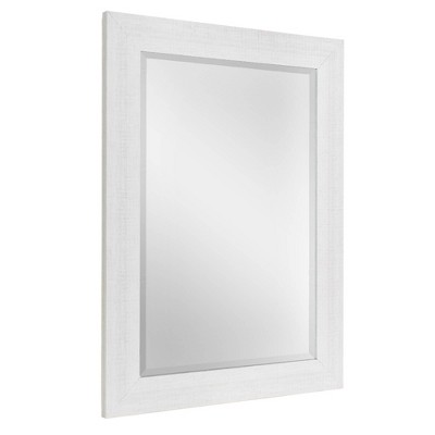 29.5" x 35.5" Textured Wash Plank Frame Mirror White - Head West