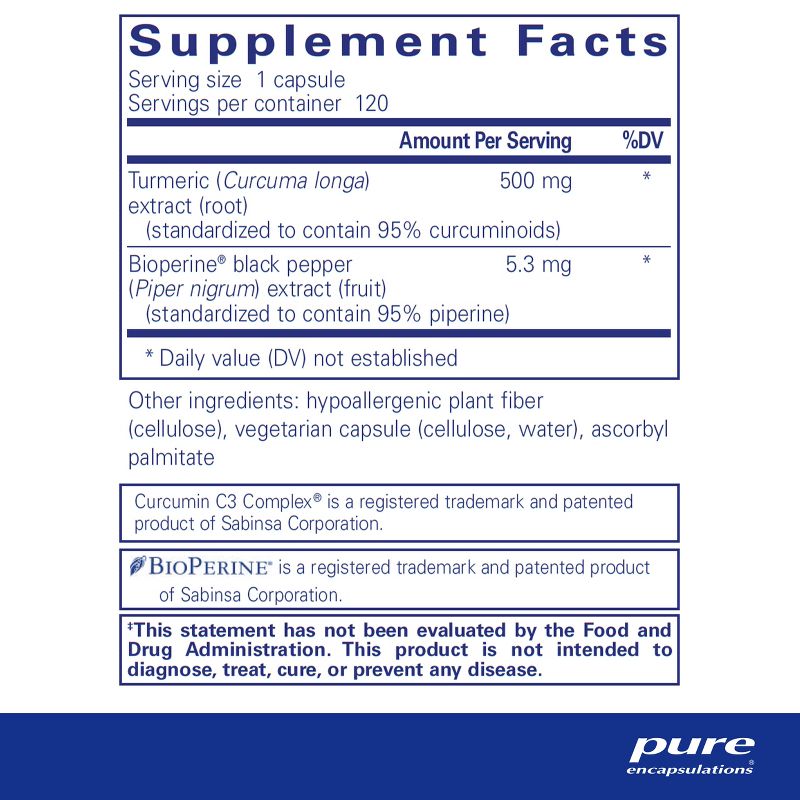 Pure Encapsulations Curcumin 500 with Bioperine - Antioxidant Supplement to Support Joints, Tissue, Liver, Colon, and Cellular Health, 2 of 10