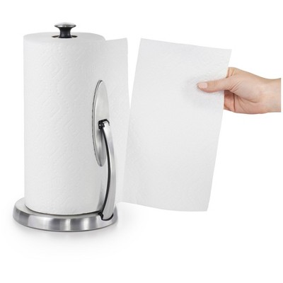 Stainless Steel Simply Tear Paper Towel Holder with Spring Arm