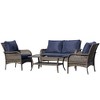 Outsunny 4-Piece Outdoor Wicker Sofa Set, Outdoor PE Rattan Conversation Furniture with 4 Chairs & Table, Water-Fighting Material - image 4 of 4