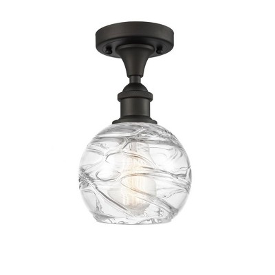 Athens Deco Swirl - 1 Light Semi-Flush Mount In Industrial Style-11 Inches Tall and 6 Inches Wide