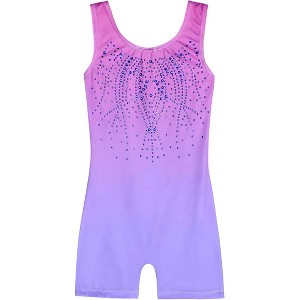 Arshiner Leotards for Girls Gymnastics with Shorts Color Gradient Shiny Diamond Kids Biketard - 1 of 4