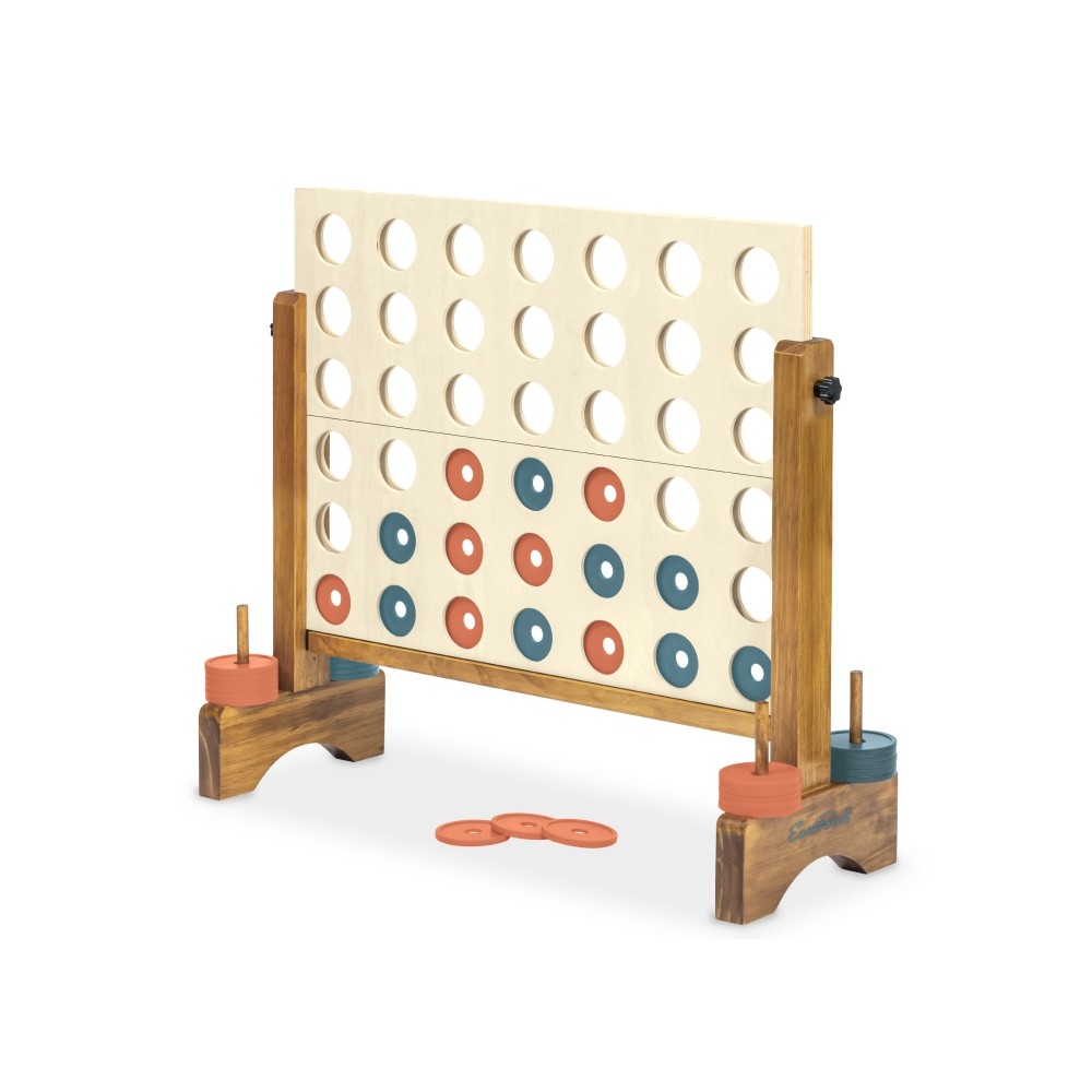Eastpoint 10.63'' x 3.35'' Wood 4 in a Row Game with Storage Bag Large Wooden 2 Player Indoor & Outdoor Strategy Target Toss