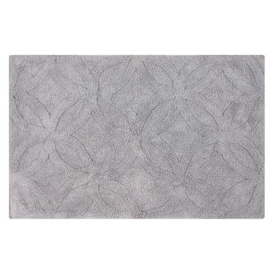 Knightsbridge Arch Bath Rug Cotton Non Skid Back, Silver