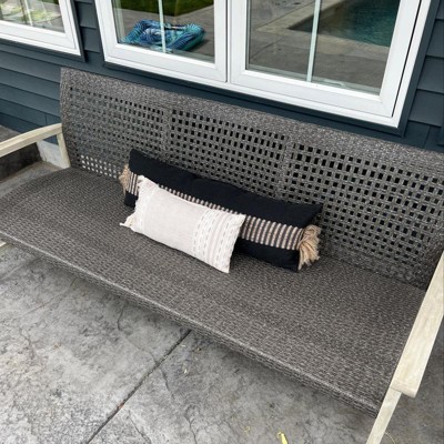 Hampton Wood & Wicker Sofa - Light Gray/black - Christopher Knight Home ...