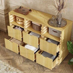 Famapy Modular Storage Cabinet Bedroom Closet Organizer Adjustable 6-Drawer Organizer Customizable Shelf Unit Solid Wood Slat - 1 of 4