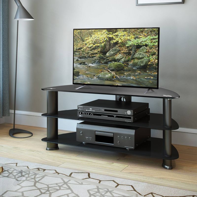 Corner TV Stand for TVs up to 43&#34; Black - CorLiving, 2 of 9