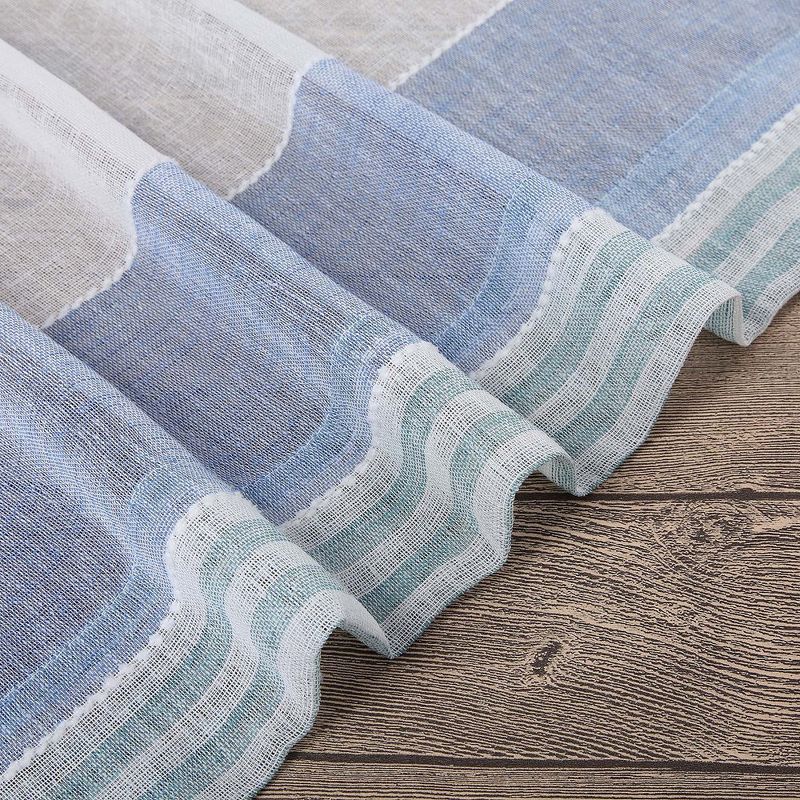 Yarn-Dyed Vertical Stripe Voile Sheer Window Curtain Panels, Blue, 52" x 63", 2 Panels, 4 of 6