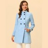 INSPIRE CHIC Women's Stand Collar Double Breasted Slant Pockets Trendy Outwear Winter Coat - 2 of 4