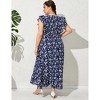 Clearlove Women's Summer Plus Size Dress Ruffle Cap Sleeveless V Neck Side Split Long Beach Maxi Dress - 4 of 4
