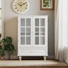 VYNXARIA Modern Minimalist White Storage Cabinet with Glass Doors - 4 of 4