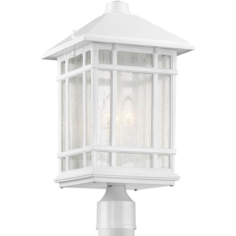 Kathy Ireland Sierra Craftsman Mission Outdoor Post Light White 18" Frosted Seeded Glass for Exterior Light Barn Deck House Porch Yard Patio Outside, 5 of 7