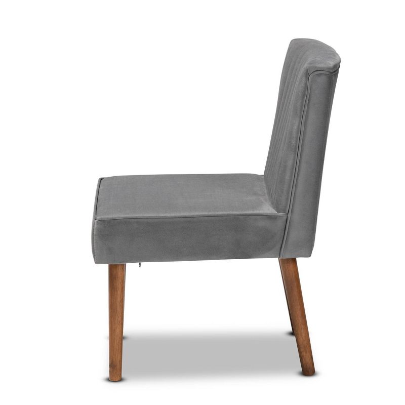 Alvis Velvet Upholstered and Wood Dining Chair - Baxton Studio, 4 of 11