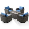 Buenhomino 5 Pieces Patio Wicker Furniture Set - 4 Outdoor Swivel Rocker Glider Chairs with Fire Pit Table, Warm Patio Conversation Set - 2 of 4