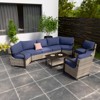 EAGLE PEAK Coastal Vista Outdoor Patio Furniture Set, Half-Moon Curved Wicker Patio Conversation Set with Coffee Table - 2 of 4